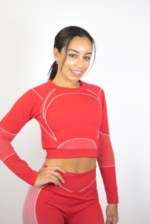 Women's 2-Piece Crop Long Sleeve Top And Legging Seamless Set