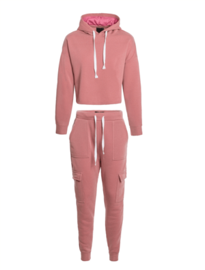 Womens's Hanging Hoodie With Drawstring Side And Joggers Set