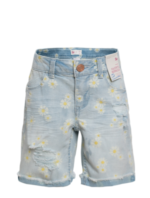 GIRL'S FLORAL PRINT DENIM BEDRGM0U SHORTS